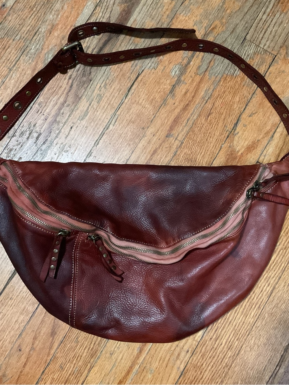 Studded Trim Crossbody Sling in Deep Burgundy